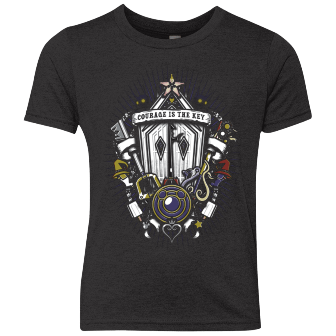 T-Shirts Vintage Black / YXS Kingdom & Hearts Crest Youth Triblend T-Shirt