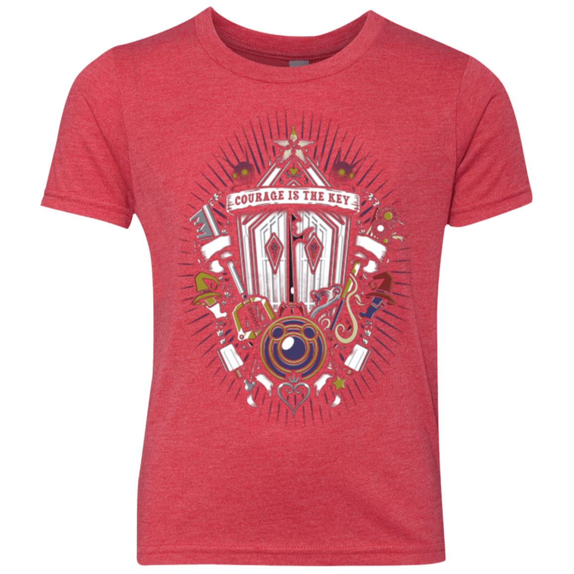 T-Shirts Vintage Red / YXS Kingdom & Hearts Crest Youth Triblend T-Shirt