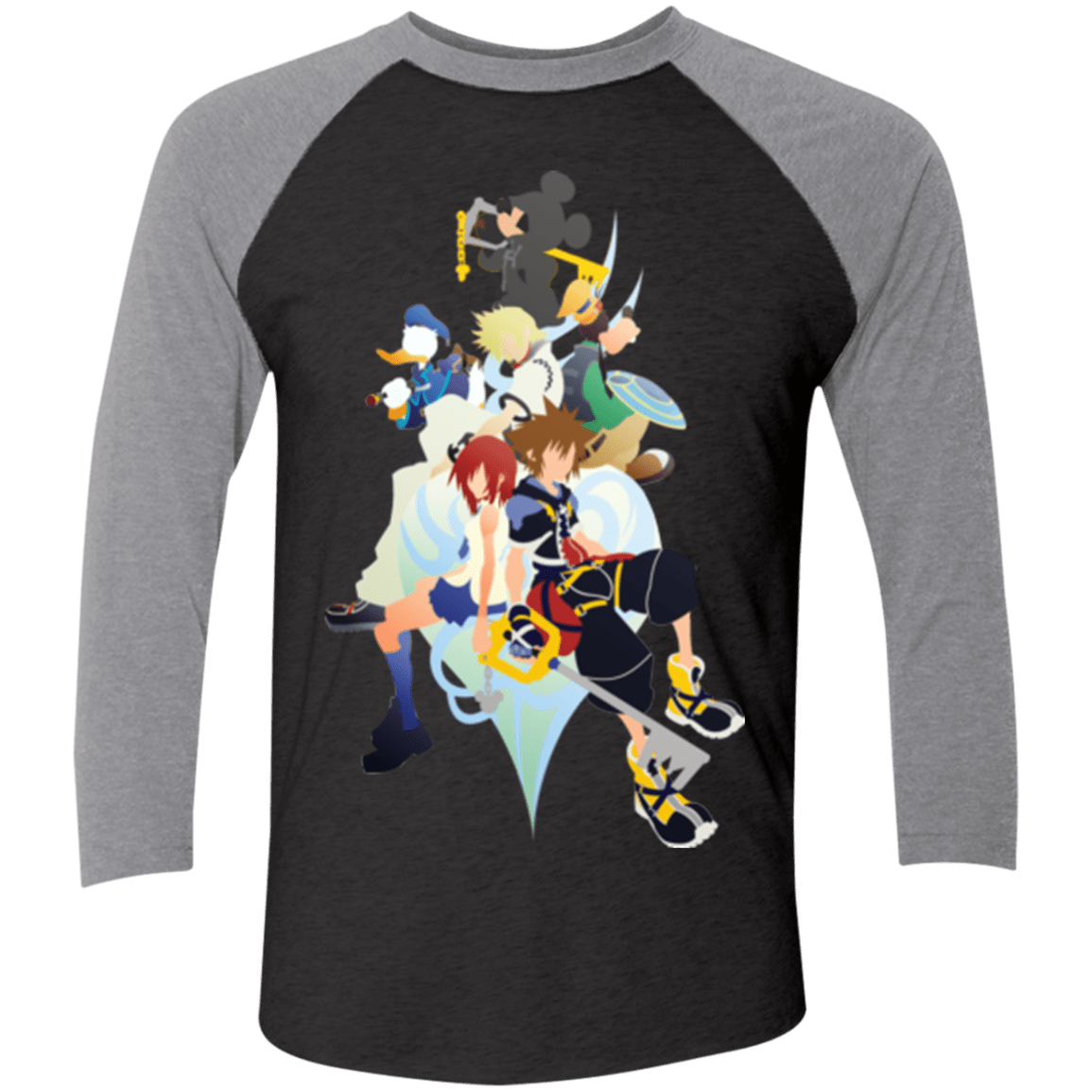 T-Shirts Vintage Black/Premium Heather / X-Small Kingdom Hearts Men's Triblend 3/4 Sleeve