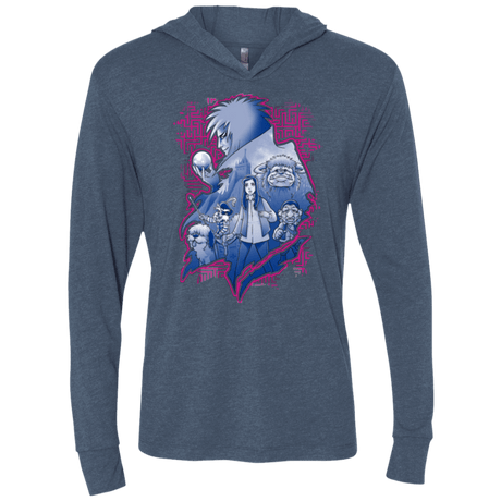 T-Shirts Indigo / X-Small Kings Labyrinth Triblend Long Sleeve Hoodie Tee
