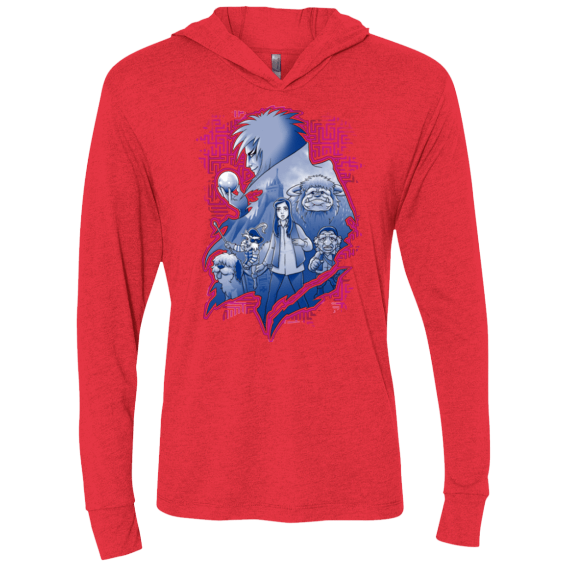 T-Shirts Vintage Red / X-Small Kings Labyrinth Triblend Long Sleeve Hoodie Tee