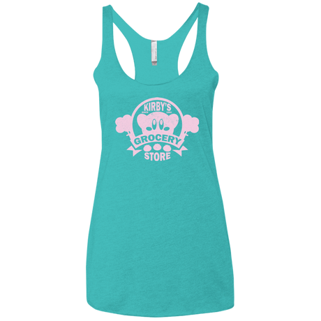 T-Shirts Tahiti Blue / X-Small Kirbys Grocery Store Women's Triblend Racerback Tank
