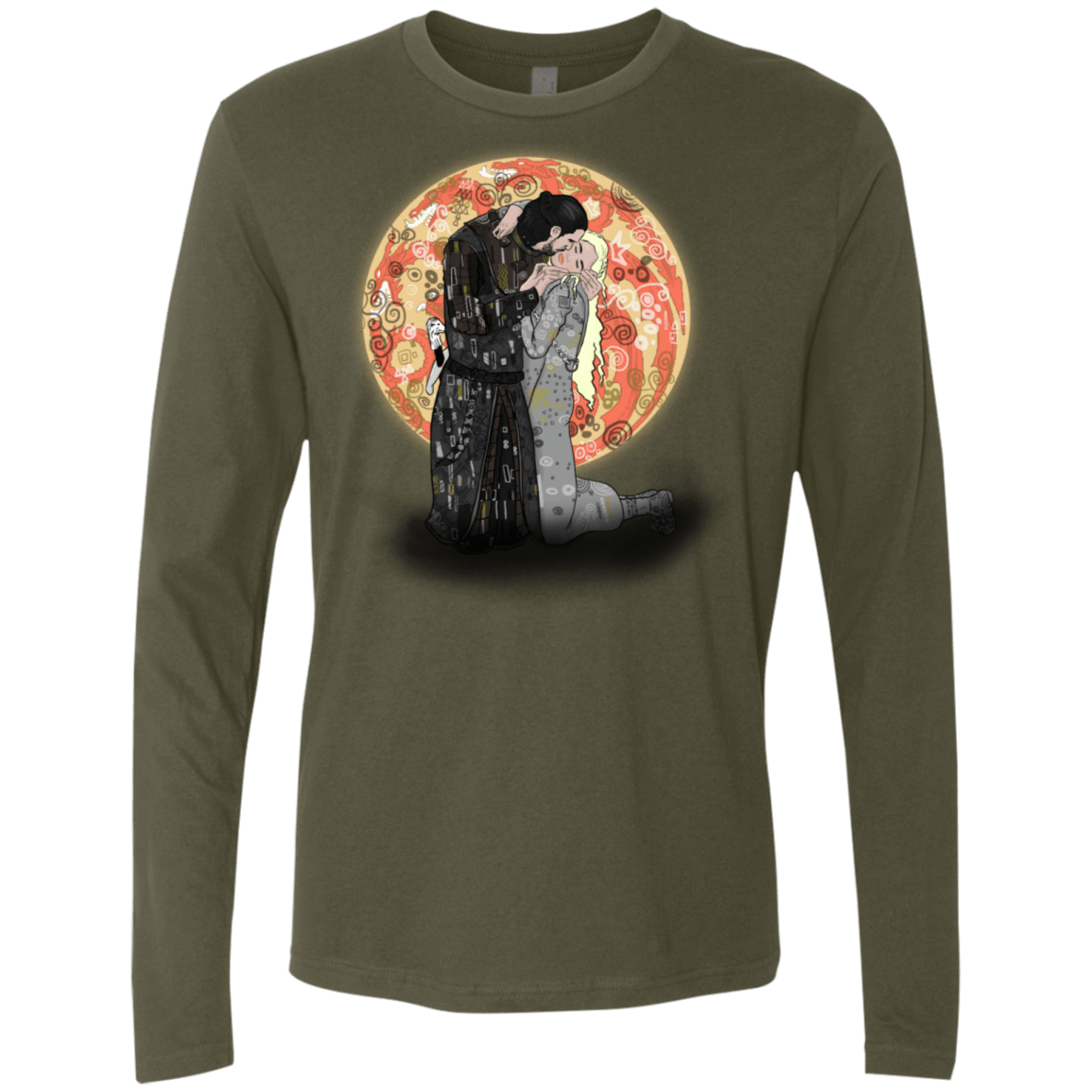T-Shirts Military Green / S Kiss Jon and Dany Men's Premium Long Sleeve