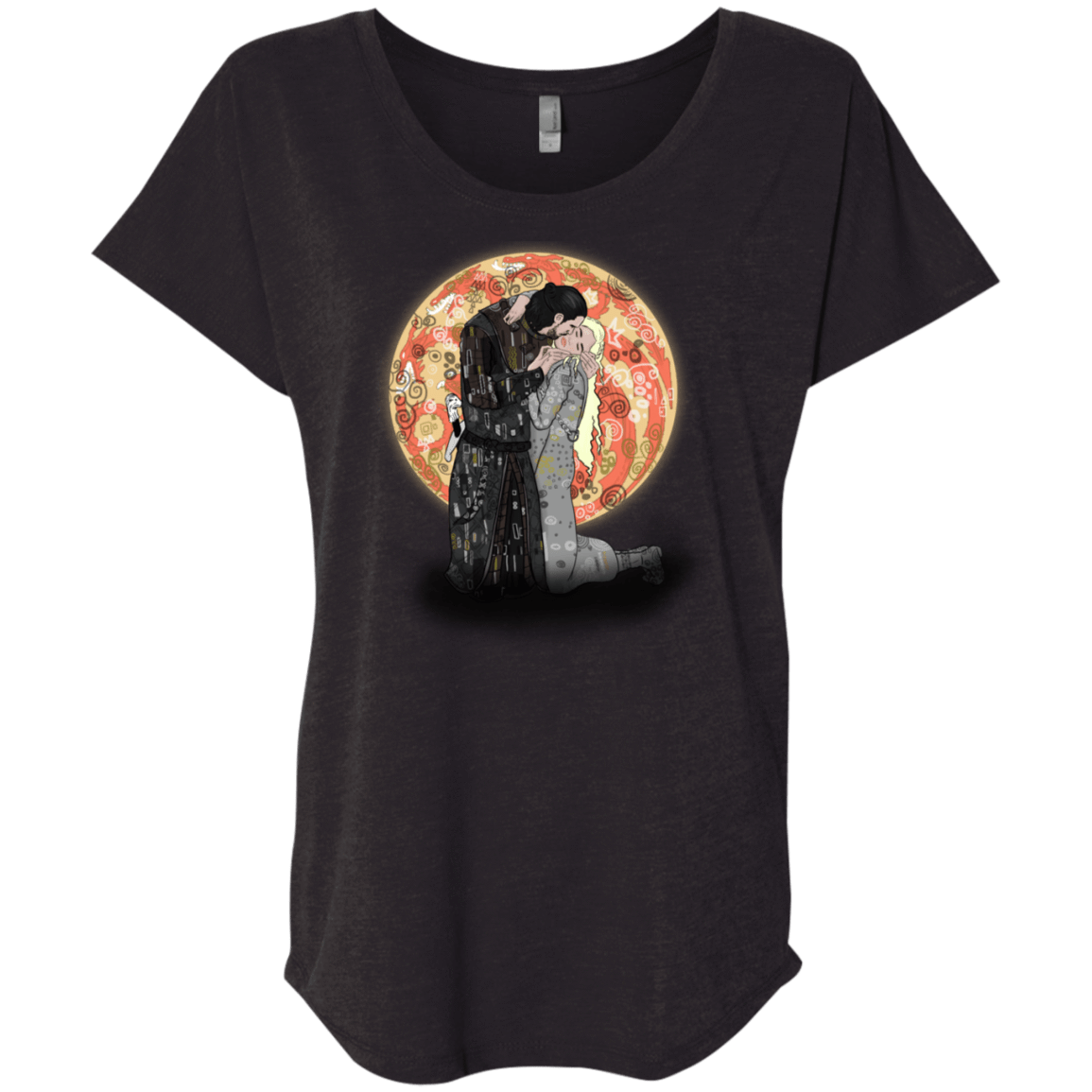 T-Shirts Vintage Black / X-Small Kiss Jon and Dany Triblend Dolman Sleeve