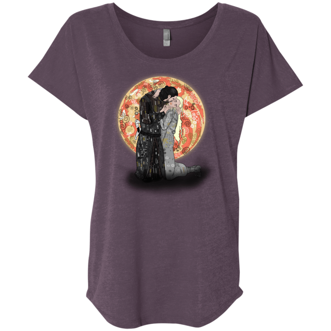 T-Shirts Vintage Purple / X-Small Kiss Jon and Dany Triblend Dolman Sleeve