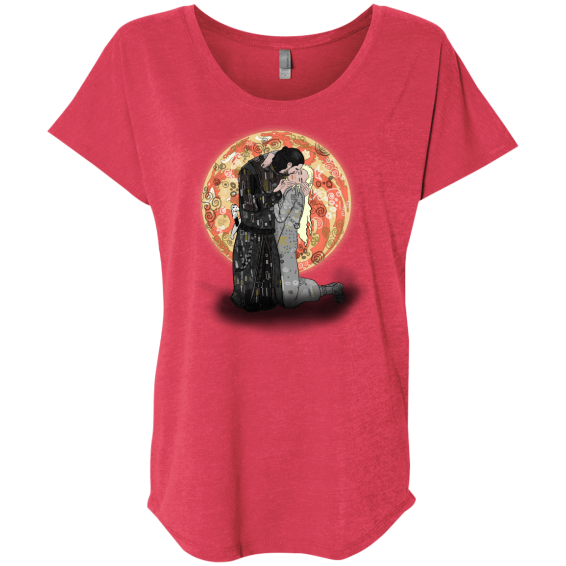 T-Shirts Vintage Red / X-Small Kiss Jon and Dany Triblend Dolman Sleeve