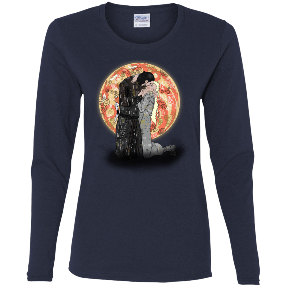 T-Shirts Navy / S Kiss Jon and Dany Women's Long Sleeve T-Shirt