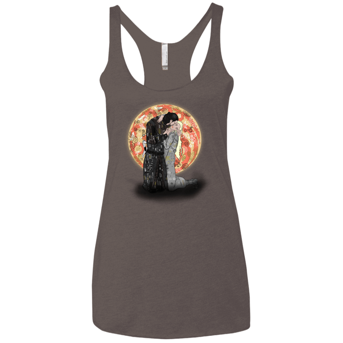 T-Shirts Macchiato / X-Small Kiss Jon and Dany Women's Triblend Racerback Tank