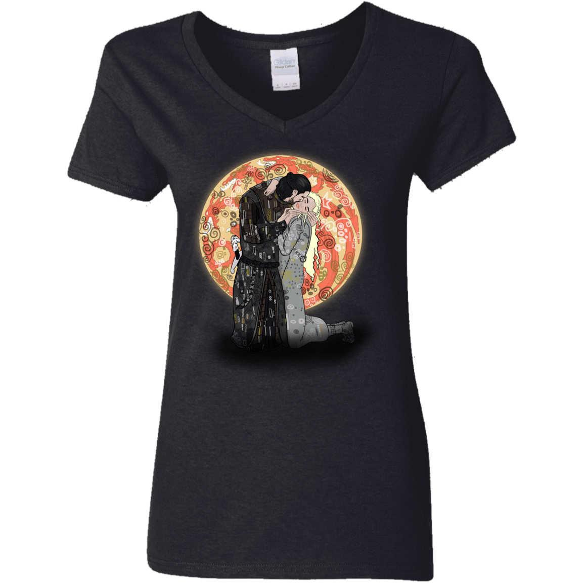 T-Shirts Black / S Kiss Jon and Dany Women's V-Neck T-Shirt