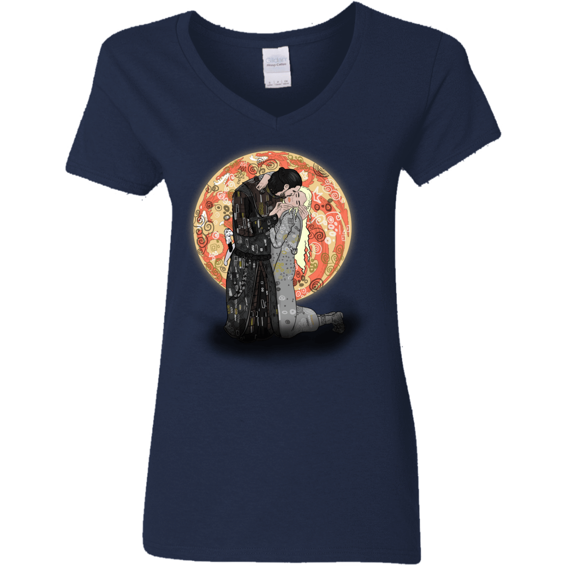 T-Shirts Navy / S Kiss Jon and Dany Women's V-Neck T-Shirt