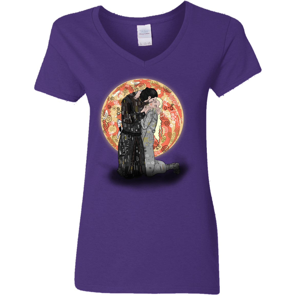 T-Shirts Purple / S Kiss Jon and Dany Women's V-Neck T-Shirt