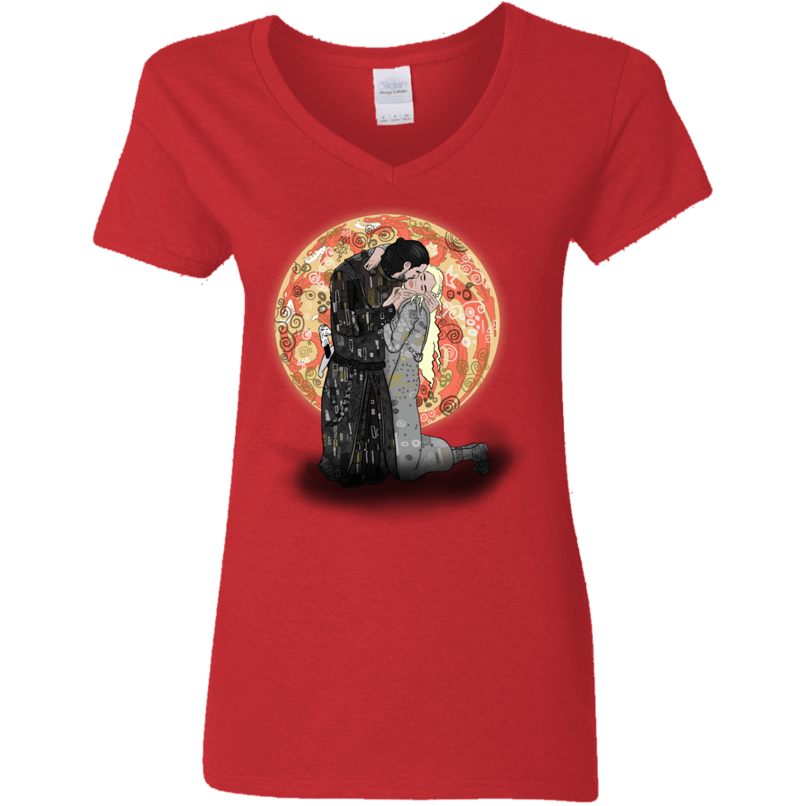 T-Shirts Red / S Kiss Jon and Dany Women's V-Neck T-Shirt