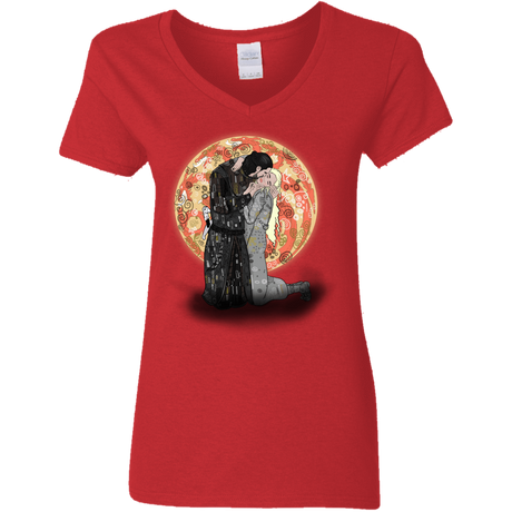 T-Shirts Red / S Kiss Jon and Dany Women's V-Neck T-Shirt