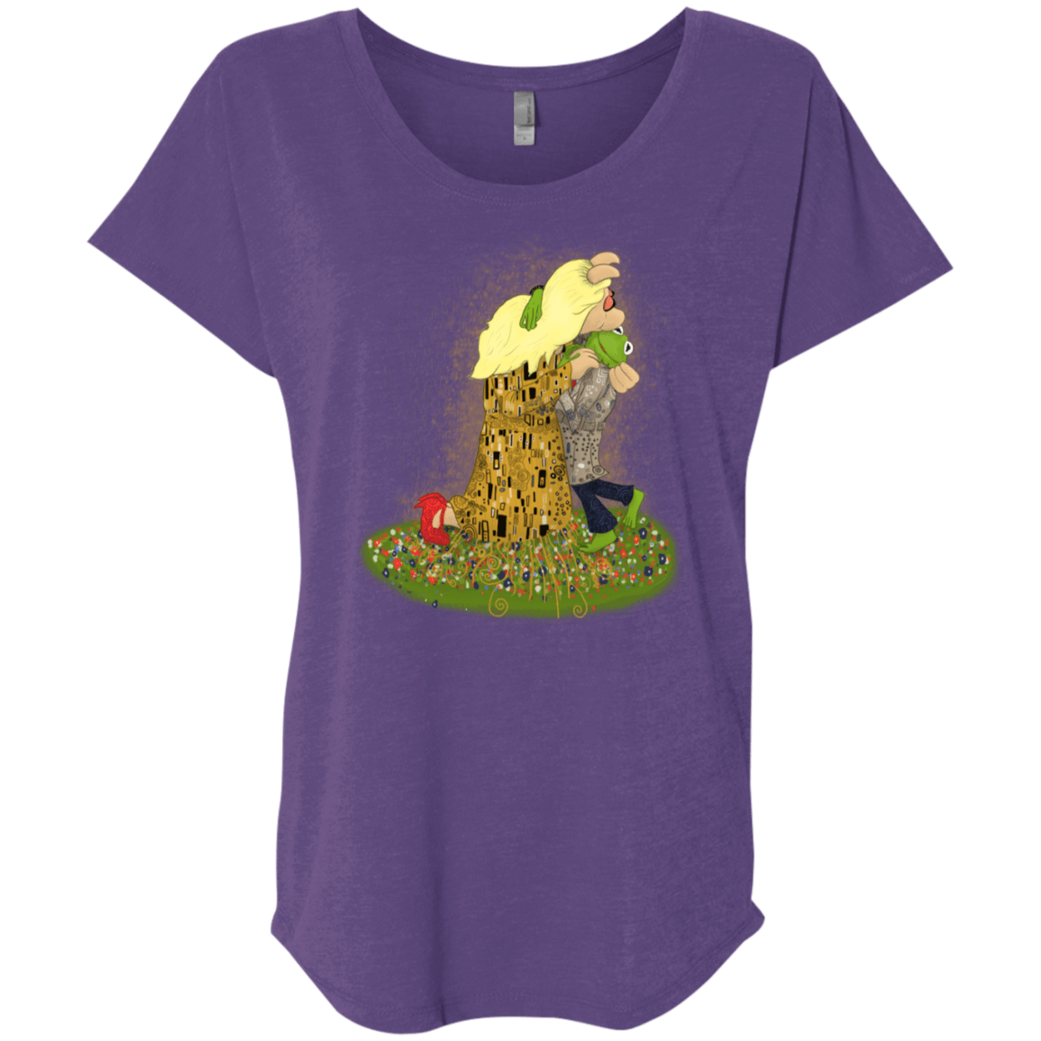 T-Shirts Purple Rush / X-Small Kiss of Muppets Triblend Dolman Sleeve