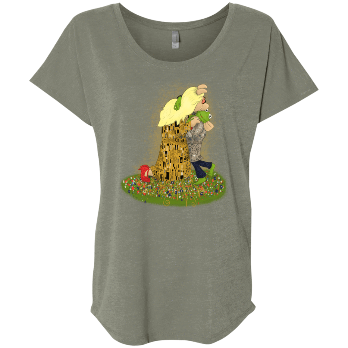 T-Shirts Venetian Grey / X-Small Kiss of Muppets Triblend Dolman Sleeve