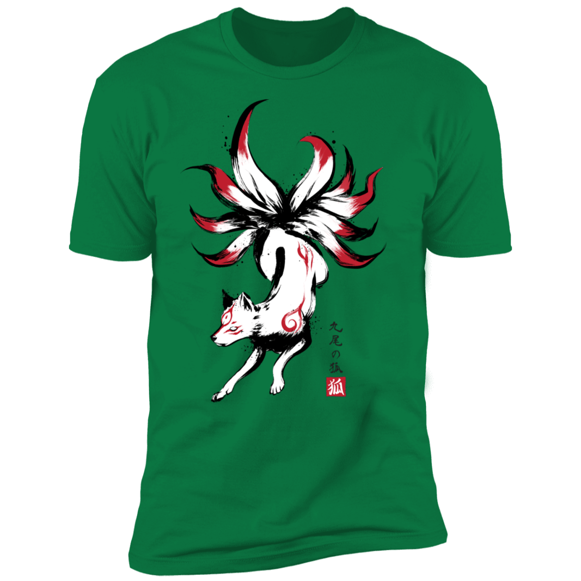 T-Shirts Kelly Green / S Kitsune sumi-e Men's Premium T-Shirt