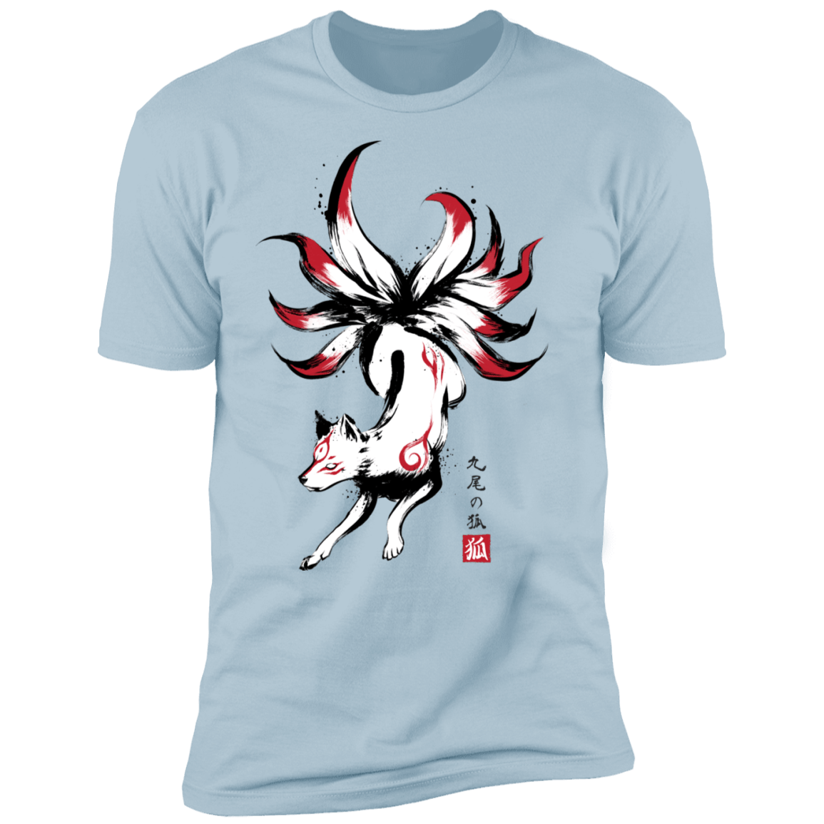 T-Shirts Light Blue / S Kitsune sumi-e Men's Premium T-Shirt