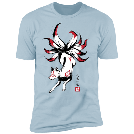T-Shirts Light Blue / S Kitsune sumi-e Men's Premium T-Shirt