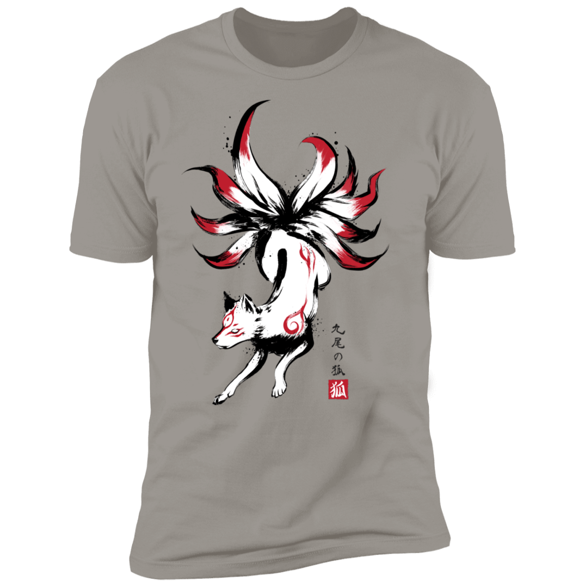 T-Shirts Light Grey / S Kitsune sumi-e Men's Premium T-Shirt