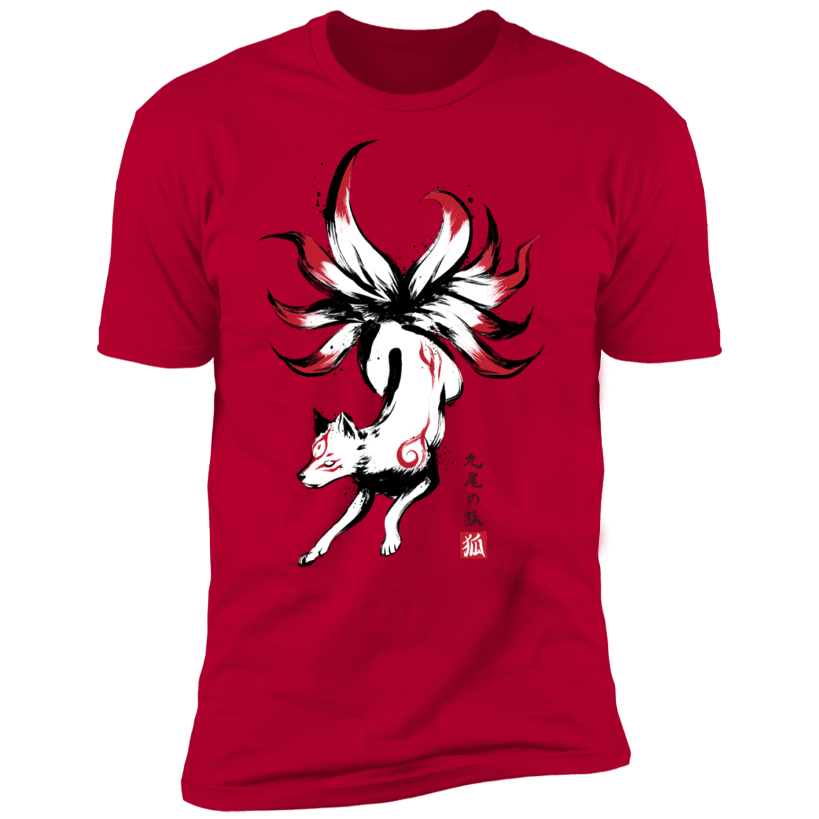 T-Shirts Red / S Kitsune sumi-e Men's Premium T-Shirt