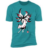 T-Shirts Tahiti Blue / S Kitsune sumi-e Men's Premium T-Shirt