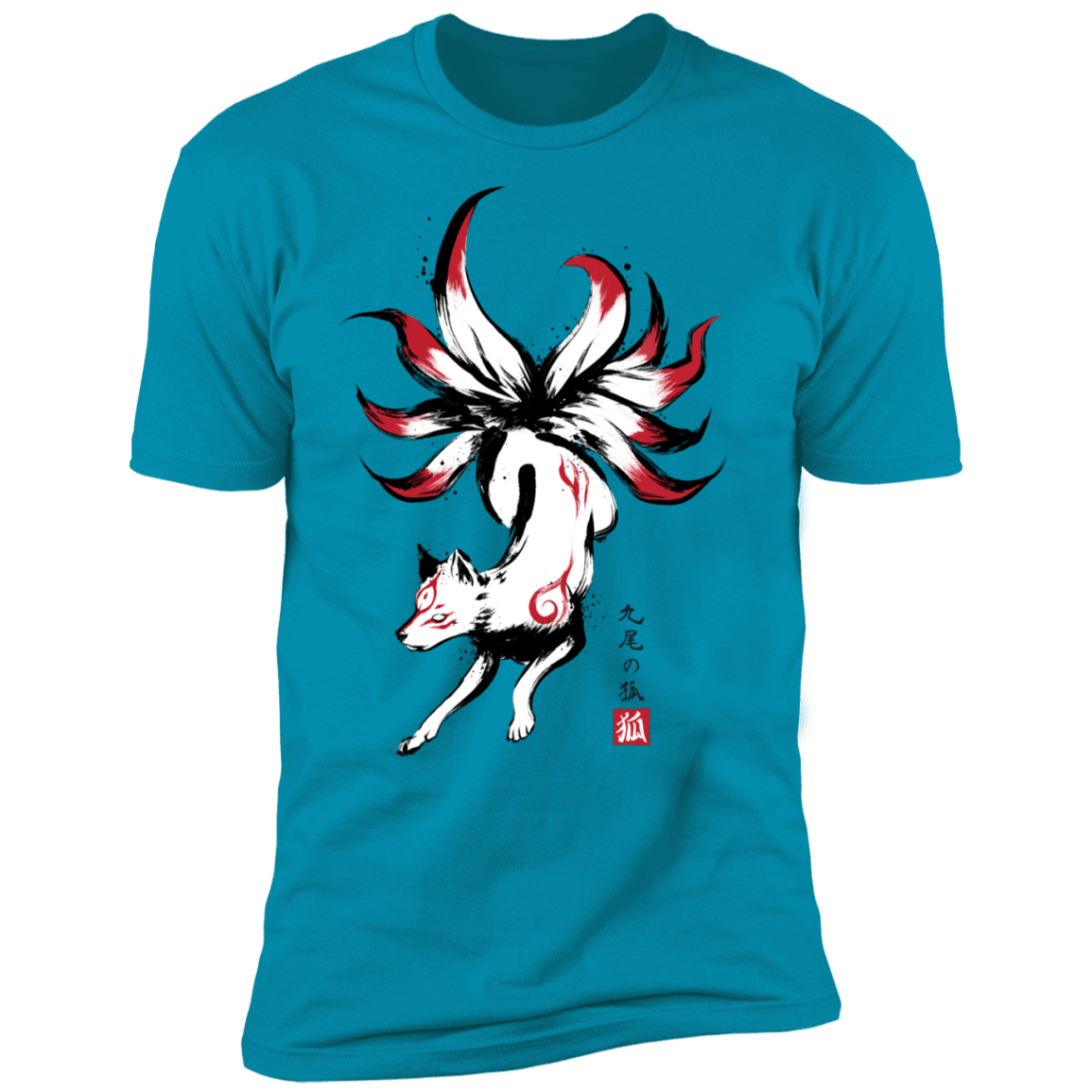 T-Shirts Turquoise / S Kitsune sumi-e Men's Premium T-Shirt