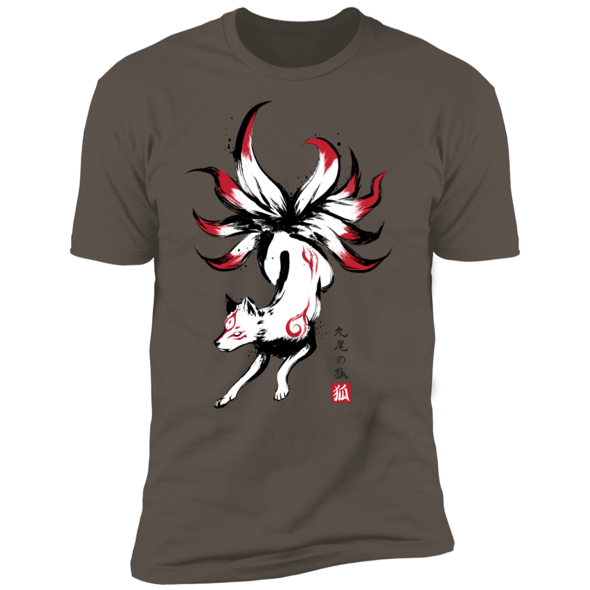 T-Shirts Warm Grey / S Kitsune sumi-e Men's Premium T-Shirt