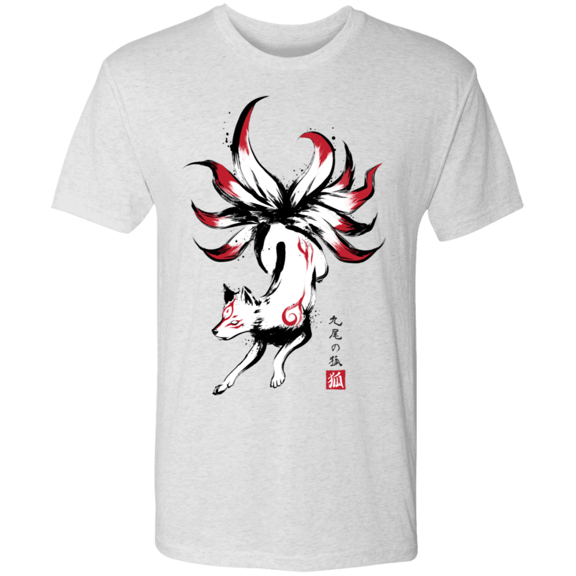 T-Shirts Heather White / S Kitsune sumi-e Men's Triblend T-Shirt