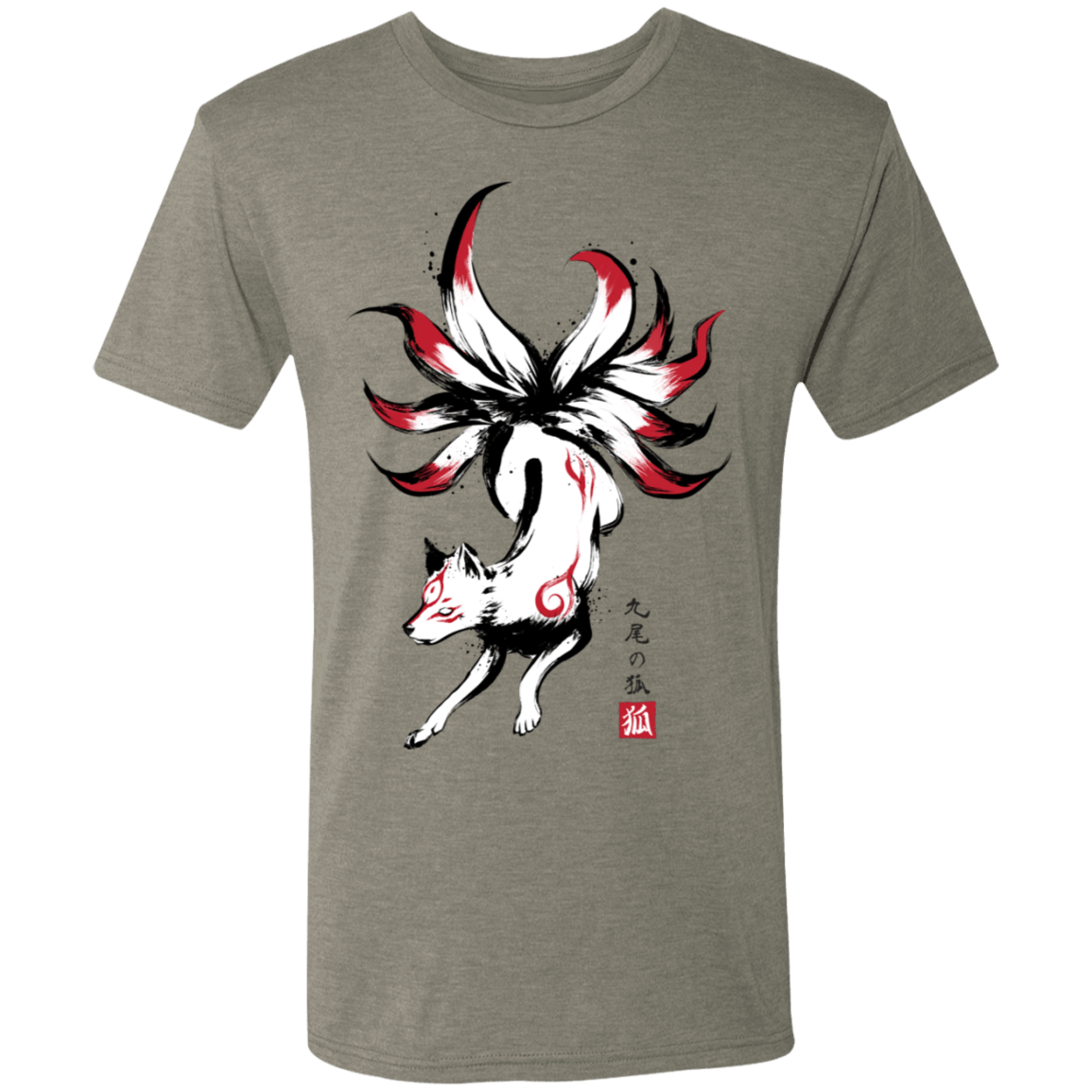 T-Shirts Venetian Grey / S Kitsune sumi-e Men's Triblend T-Shirt