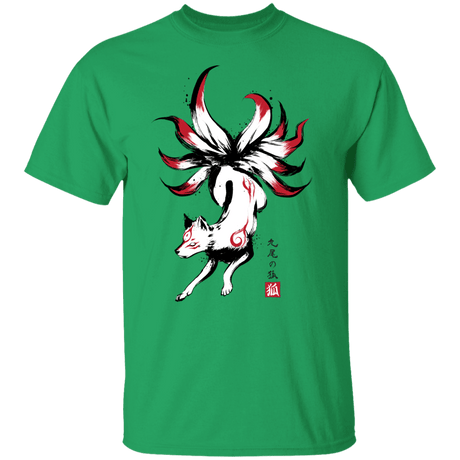 T-Shirts Irish Green / S Kitsune sumi-e T-Shirt