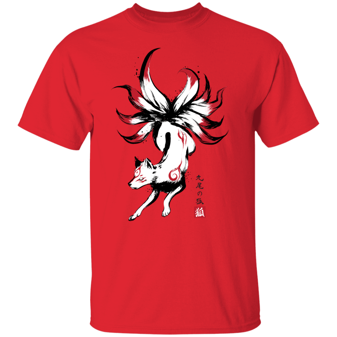 T-Shirts Red / S Kitsune sumi-e T-Shirt