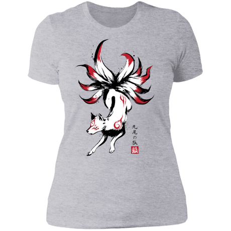 T-Shirts Heather Grey / S Kitsune sumi-e Women's Premium T-Shirt