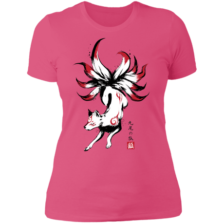 T-Shirts Hot Pink / S Kitsune sumi-e Women's Premium T-Shirt