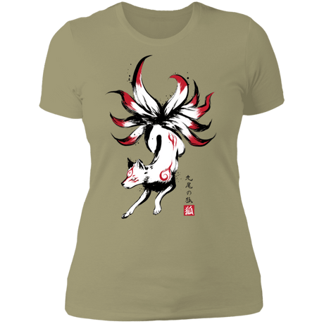 T-Shirts Light Olive / S Kitsune sumi-e Women's Premium T-Shirt