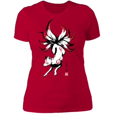 T-Shirts Red / S Kitsune sumi-e Women's Premium T-Shirt
