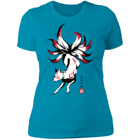 T-Shirts Turquoise / S Kitsune sumi-e Women's Premium T-Shirt