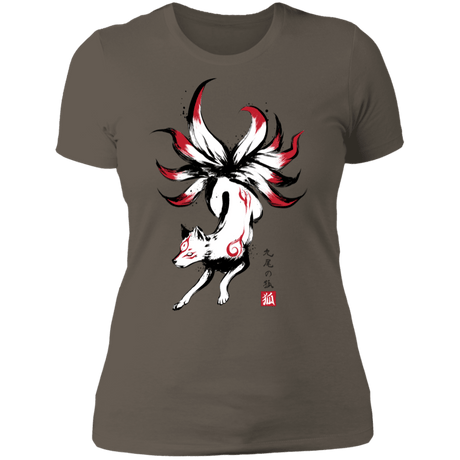 T-Shirts Warm Grey / S Kitsune sumi-e Women's Premium T-Shirt