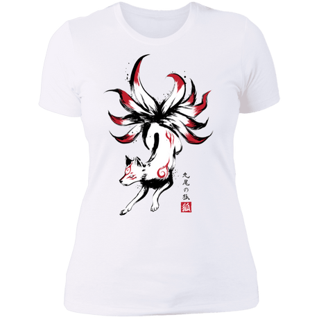 T-Shirts White / S Kitsune sumi-e Women's Premium T-Shirt