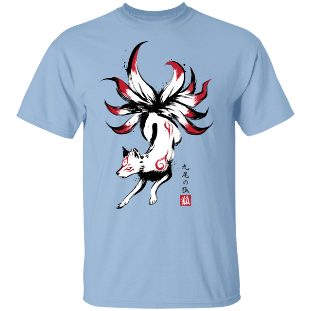 T-Shirts Light Blue / YXS Kitsune sumi-e Youth T-Shirt