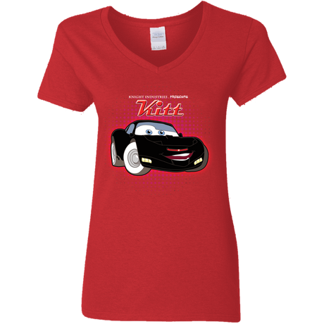 T-Shirts Red / S KITT McQueen Women's V-Neck T-Shirt