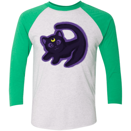 T-Shirts Heather White/Envy / X-Small Kitty Queen Men's Triblend 3/4 Sleeve