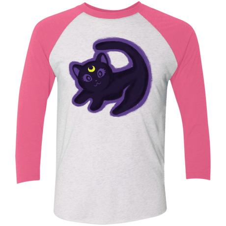 T-Shirts Heather White/Vintage Pink / X-Small Kitty Queen Men's Triblend 3/4 Sleeve