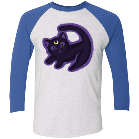 T-Shirts Heather White/Vintage Royal / X-Small Kitty Queen Men's Triblend 3/4 Sleeve