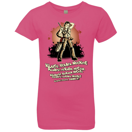 T-Shirts Hot Pink / YXS Klaatu Barada Nikto Girls Premium T-Shirt