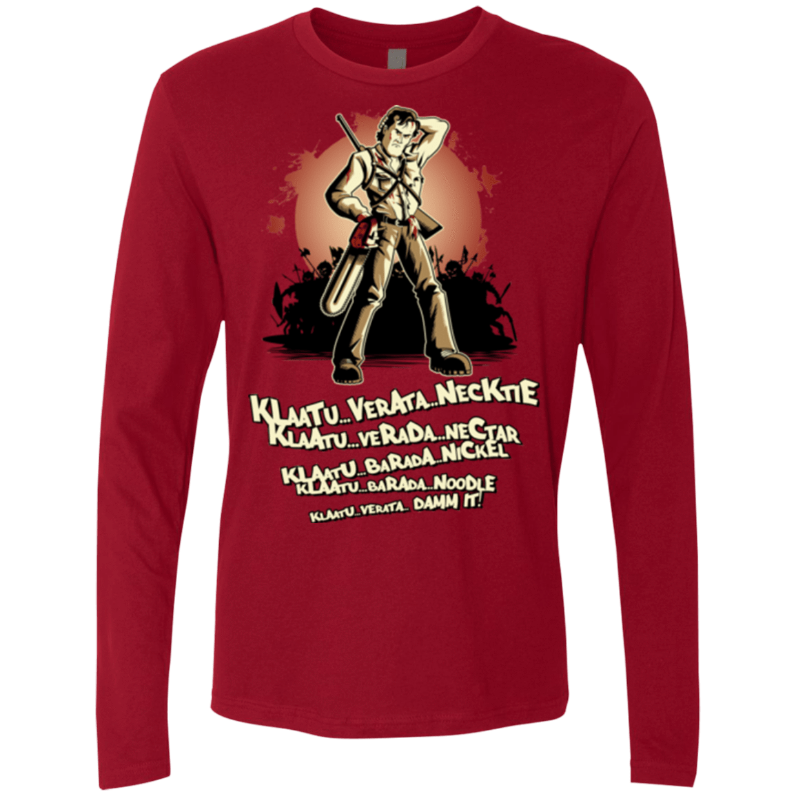T-Shirts Cardinal / Small Klaatu Barada Nikto Men's Premium Long Sleeve
