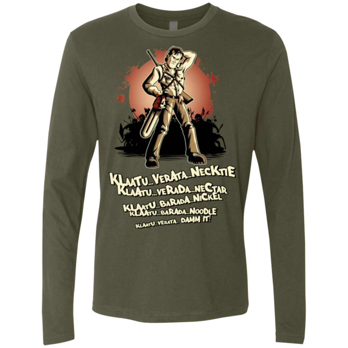 T-Shirts Military Green / Small Klaatu Barada Nikto Men's Premium Long Sleeve