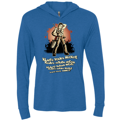 T-Shirts Vintage Royal / X-Small Klaatu Barada Nikto Triblend Long Sleeve Hoodie Tee