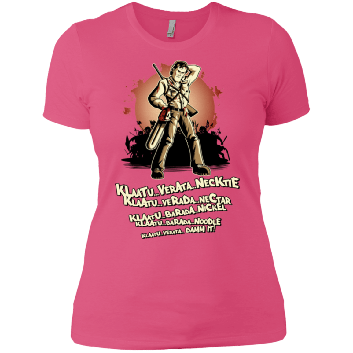 T-Shirts Hot Pink / X-Small Klaatu Barada Nikto Women's Premium T-Shirt