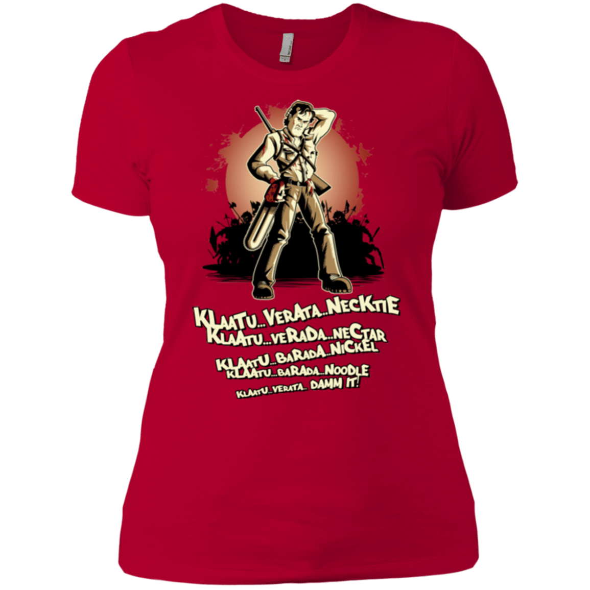 T-Shirts Red / X-Small Klaatu Barada Nikto Women's Premium T-Shirt