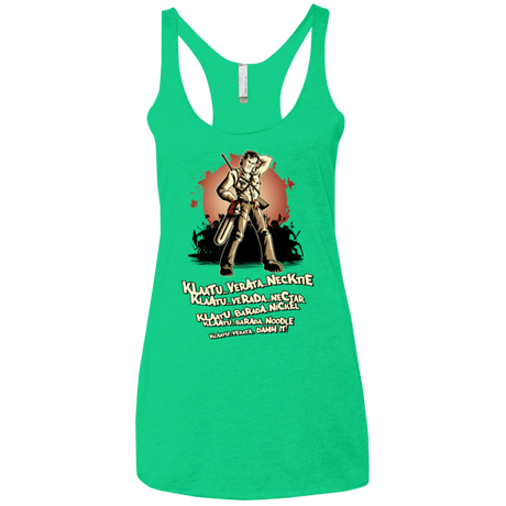 T-Shirts Envy / X-Small Klaatu Barada Nikto Women's Triblend Racerback Tank